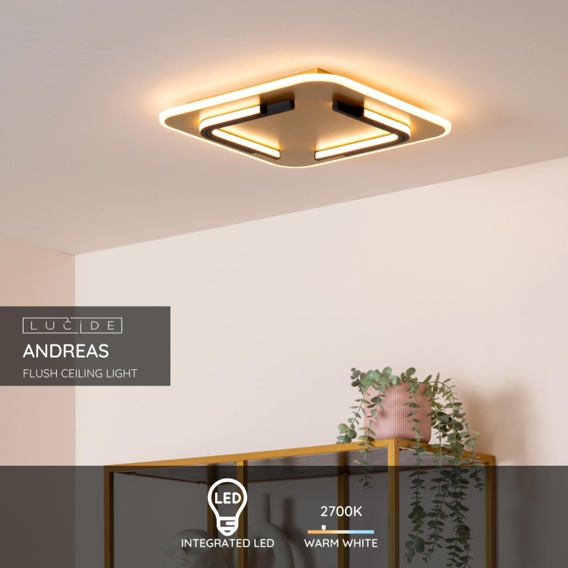 Lucide ANDREAS - Zapustené stropné svietidlo - LED - 1x30W 2700K - Matt Gold / Mosadz